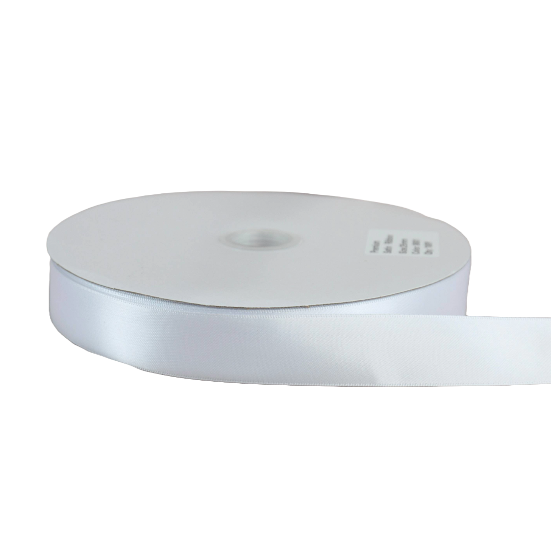 Premium Double Sided Satin Ribbon White 8001 (25mm x 91.5m)