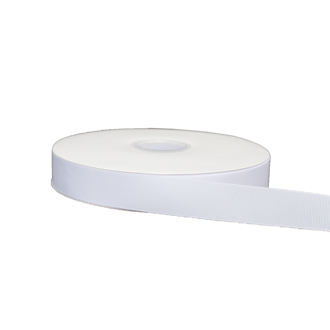 Premium Grosgrain Ribbon White 8001 (25mm x 91.5m)