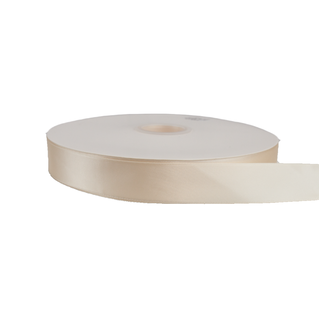 Premium Double Sided Satin Ribbon Black 8005 Ivory (25mm x 91.5m)