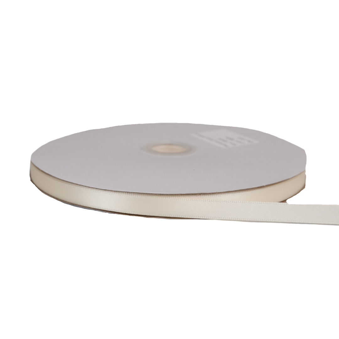 Premium Double Sided Satin Ribbon Black 8005 Ivory (10mm x 91.5m)