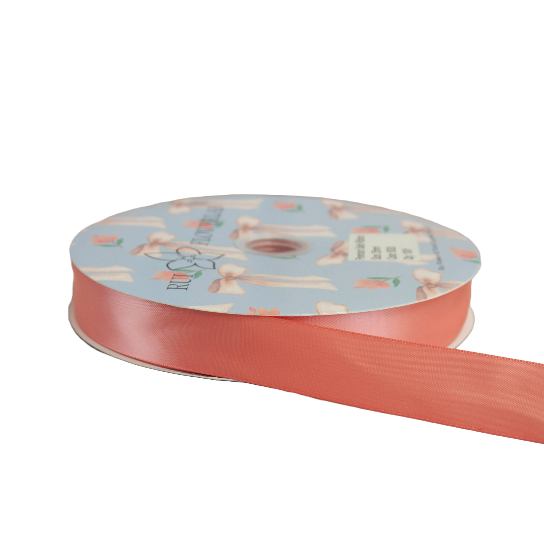 Premium Double Sided Satin Ribbon Peach 8030 (25mm x 91.5m)