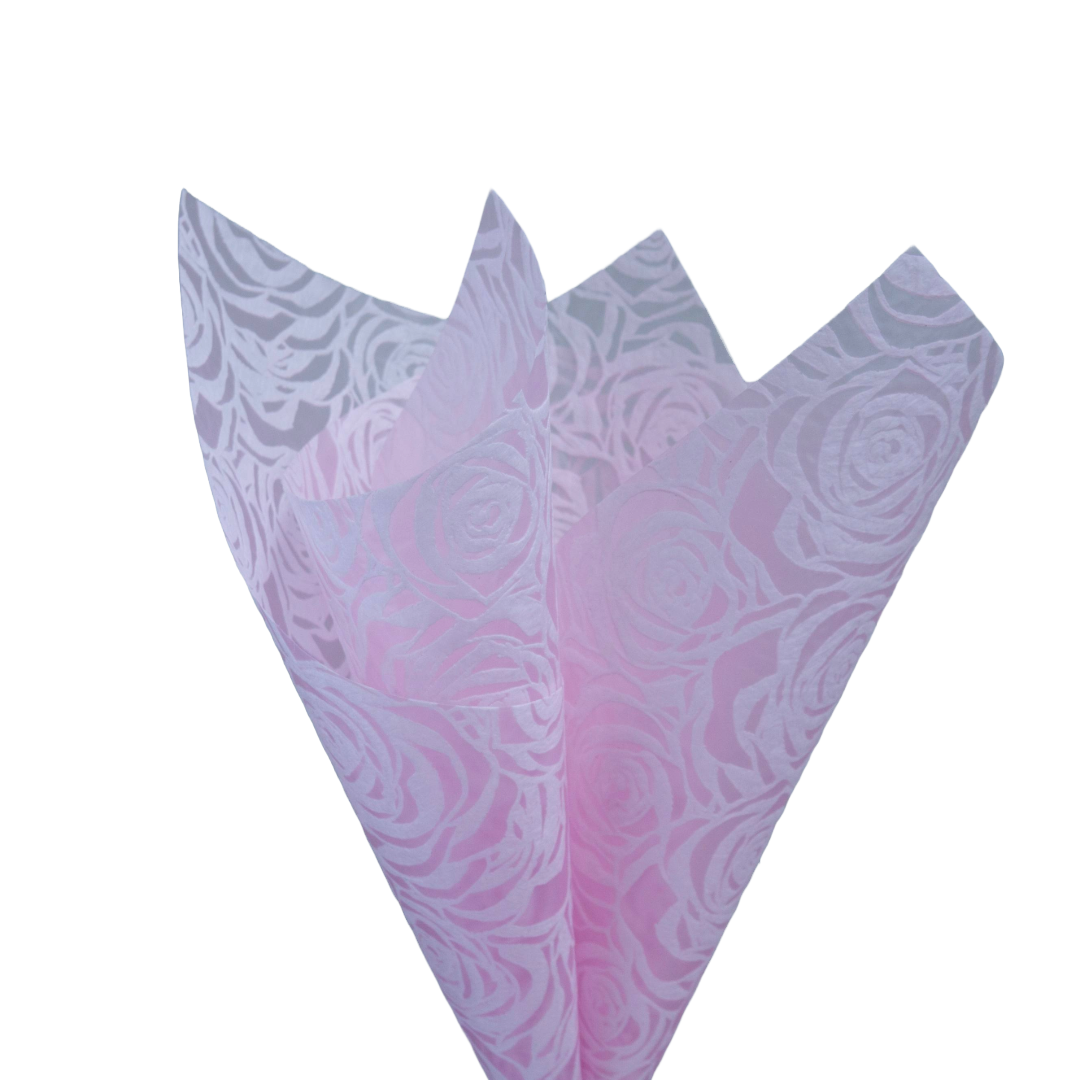 Embossed Non-woven Flower Wrapping English Pink 80gsm Pack 50 (50x70cm)