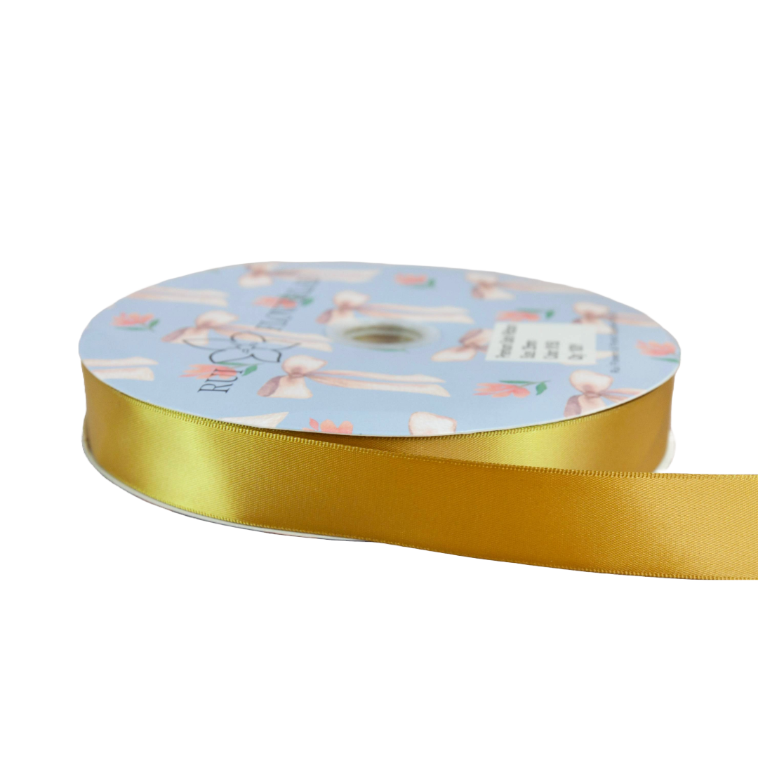 Premium Double Sided Satin Ribbon Gold Olive 8150 (25mm x 91.5m)