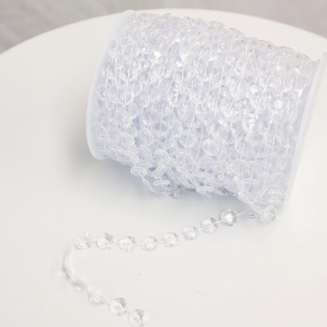 Clear Round Pearl Garland Chain Roll (10mmx 30m) Wedding Bouquet Decorations