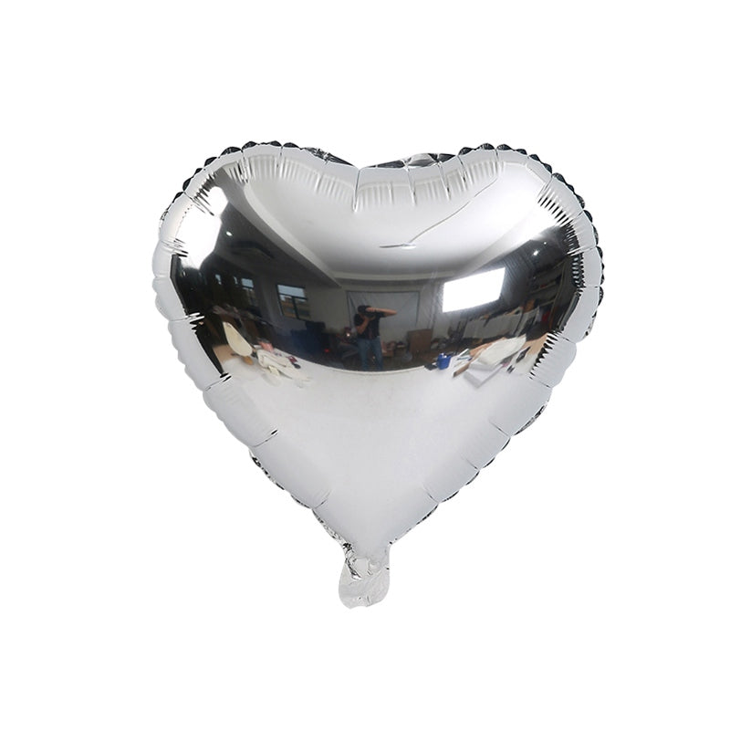 Foil Ballon 18" Heart Shaped Silver 20pc with Ballon Ribbon