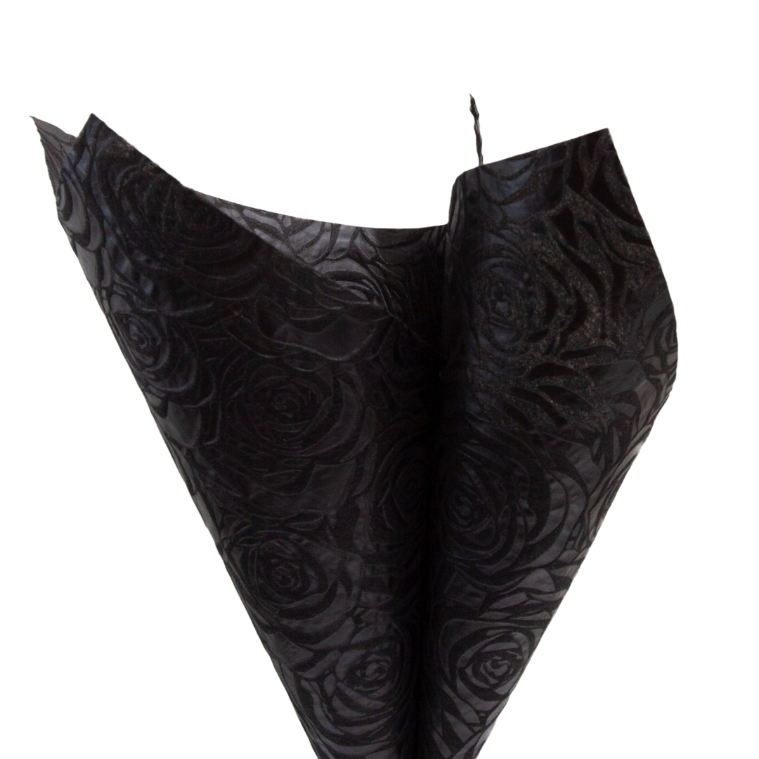 Embossed Non-woven Flower Wrapping Rose Black 80gsm Pack 50 (50x70cm)