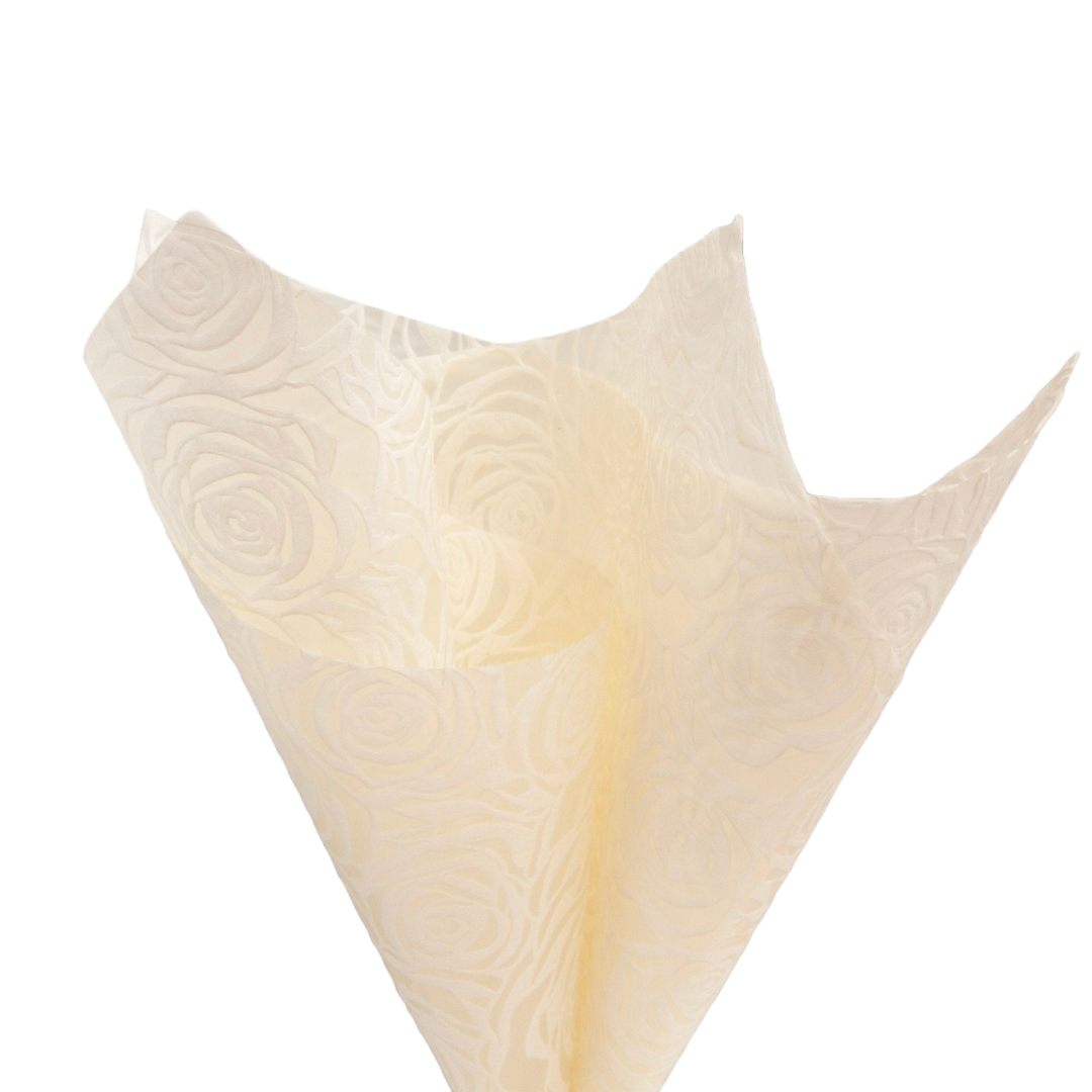 Embossed Non-woven Flower Wrapping Rose Ivory 80gsm Pack 50 (50x70cm)