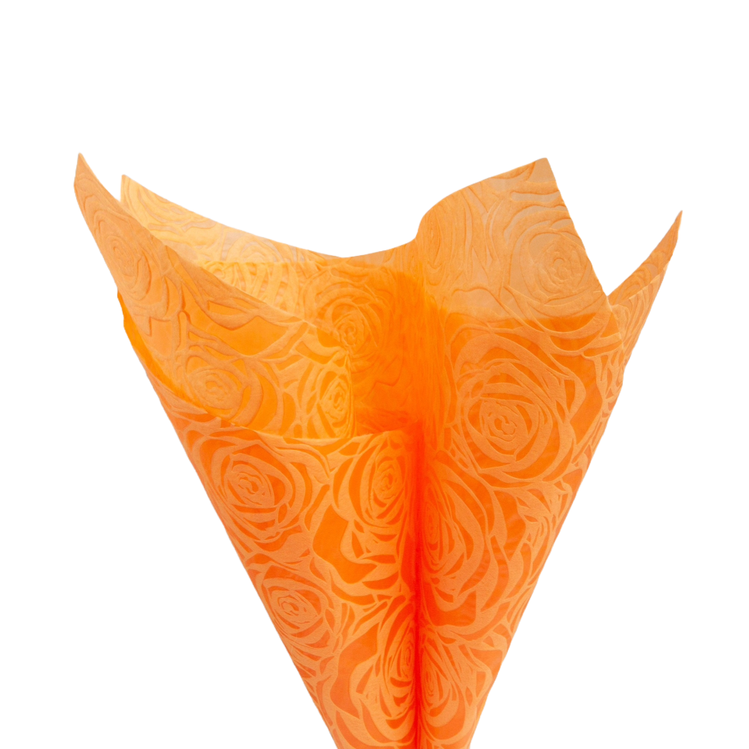 Embossed Non-woven Flower Wrapping Rose Orange 80gsm Pack 50 (50x70cm)