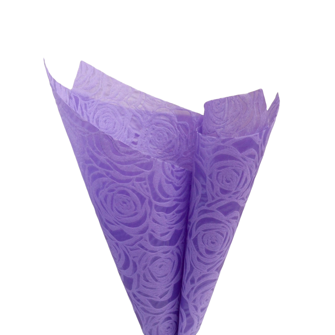 Embossed Non-woven Flower Wrapping Rose Purple 80gsm Pack 50 (50x70cm)