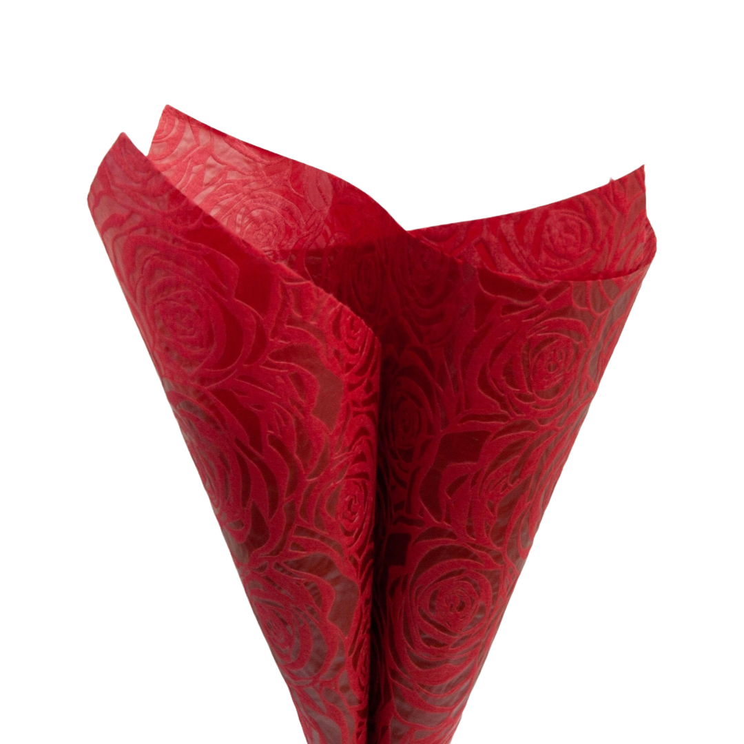 Embossed Non-woven Flower Wrapping Rose Red 80gsm Pack 50 (50x70cm)