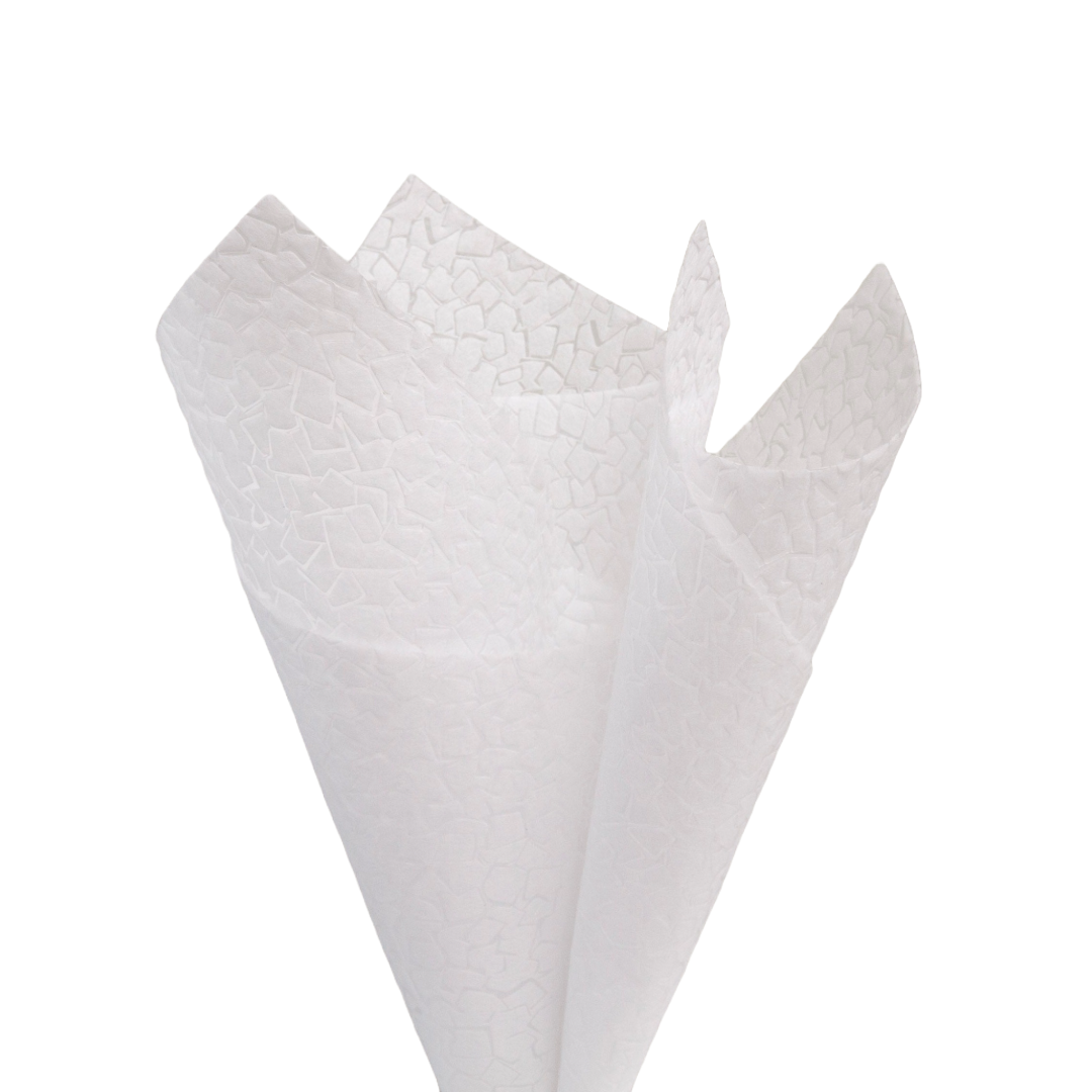 Embossed Non-woven Flower Wrapping Stone White 80gsm Pack 50 (50x70cm)
