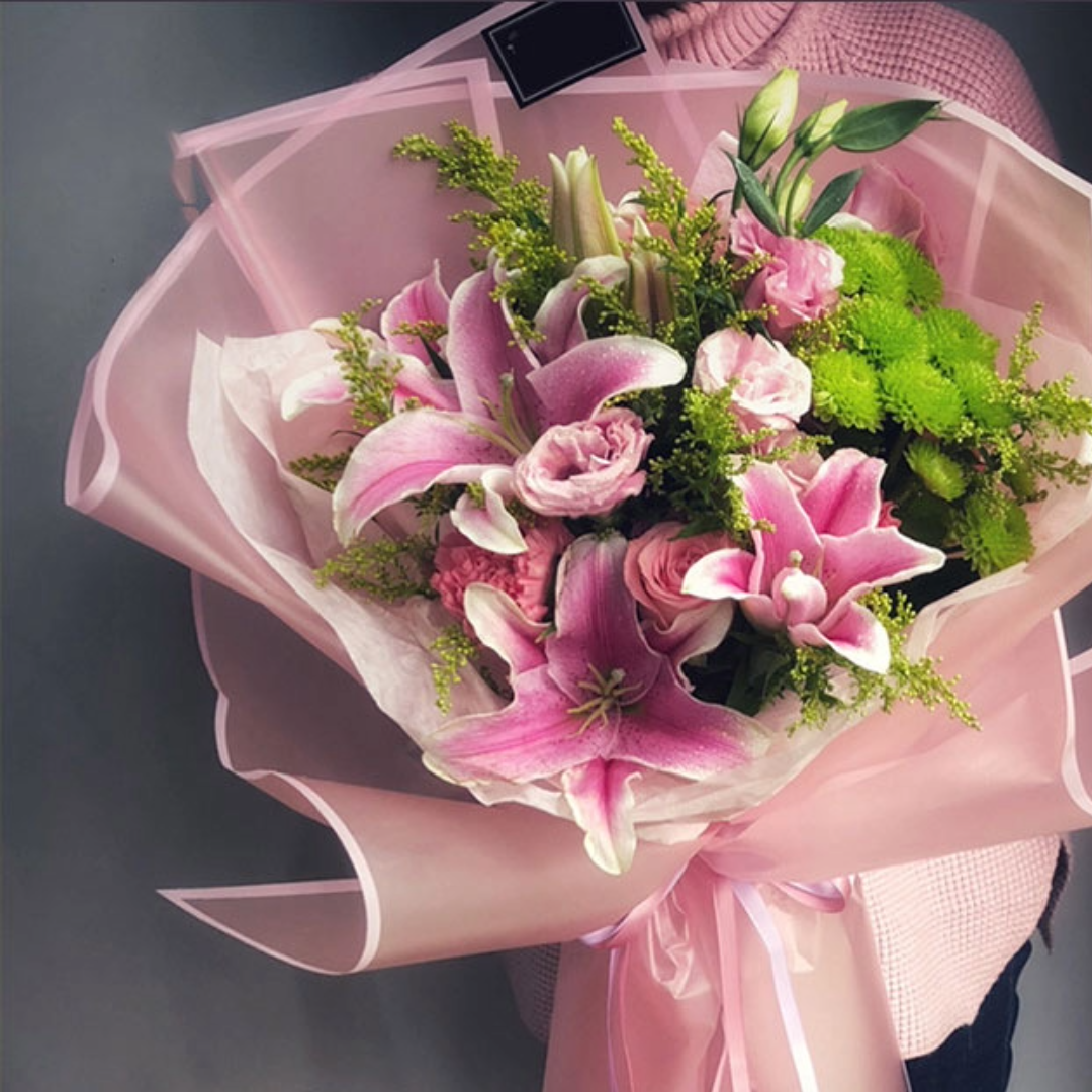 Cello Frosted Pink Border 60mic Pack 20 (60x60cm)