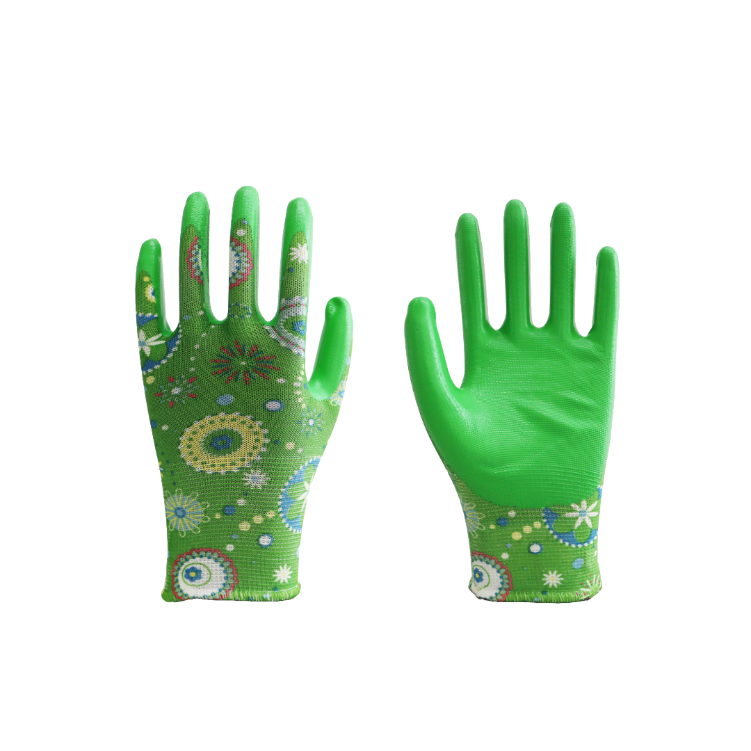 Printed Polyester Liner Garden Gloves