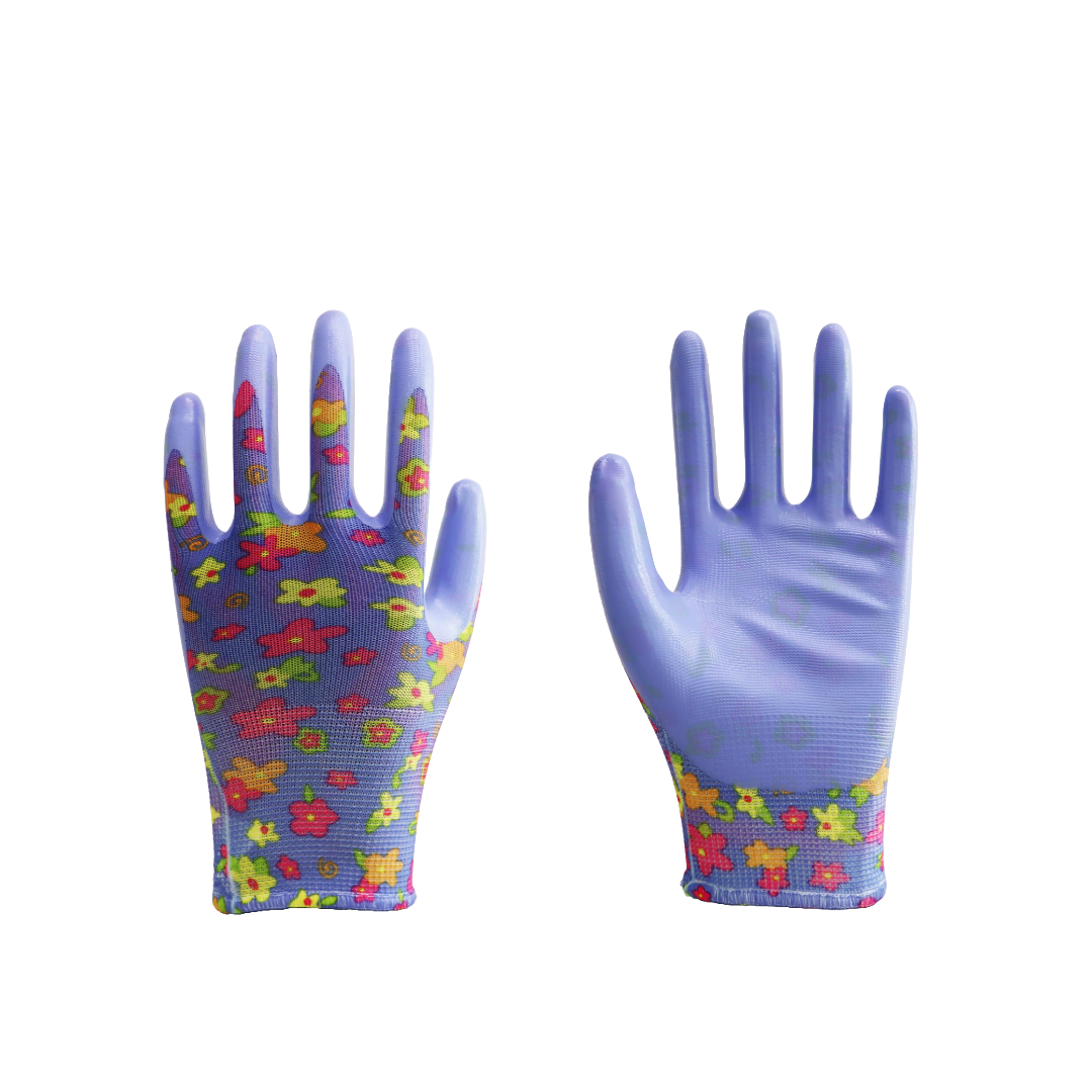 Printed Polyester Liner Garden Gloves