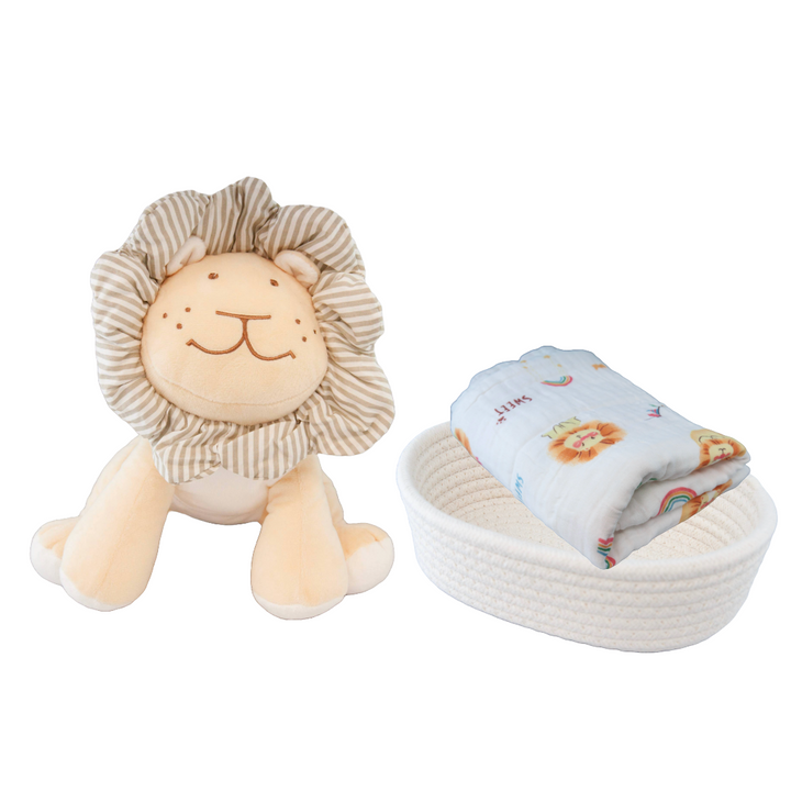 Manon Des Pres®️ Premium Baby Hamper Gift Basket Lion with 100% Cotton Blanket