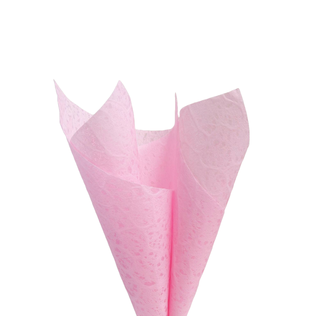 Embossed Non-woven Flower Wrapping Coral Pink 80gsm Pack 20/50 (50x70cm)