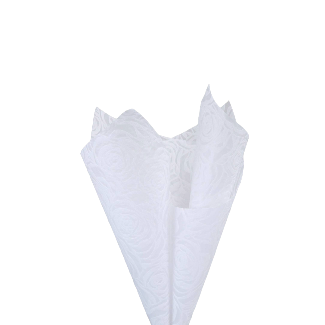 Embossed Non-woven Flower Wrapping Rose White 80gsm Pack 50 (50x70cm)