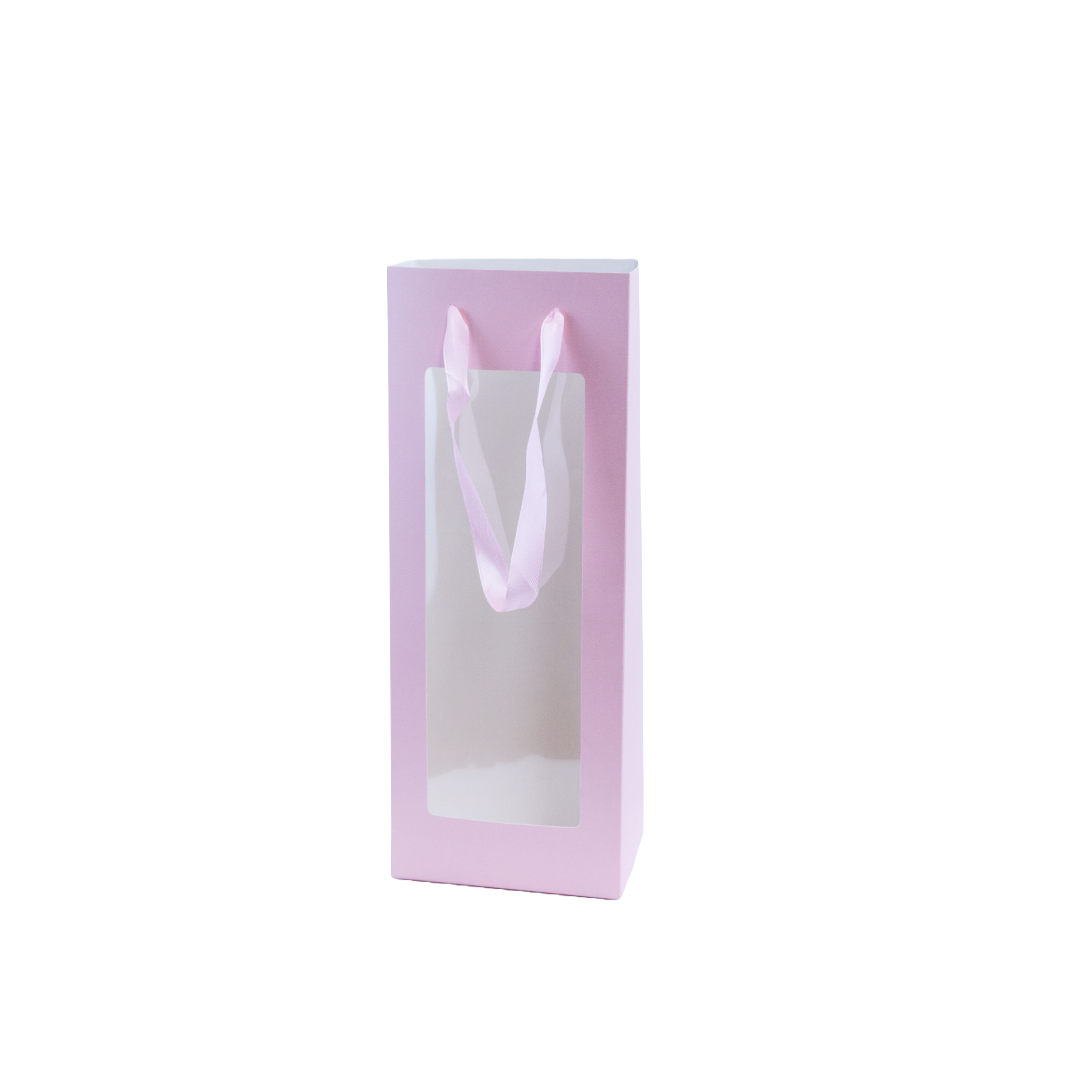 Window Posy Paper Gift Bag Pink Pack 10 (34*13*8cmH)