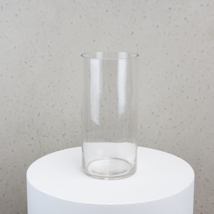 Glass Cylinder Vase Clear 12x25cmH