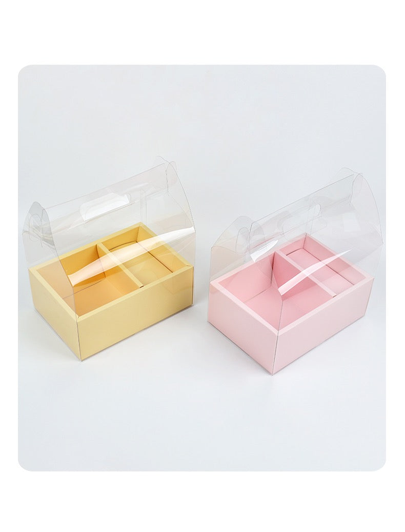 Flower Cake Carry Box with PVC top pack 5 (30*26.5*10cm white box size)