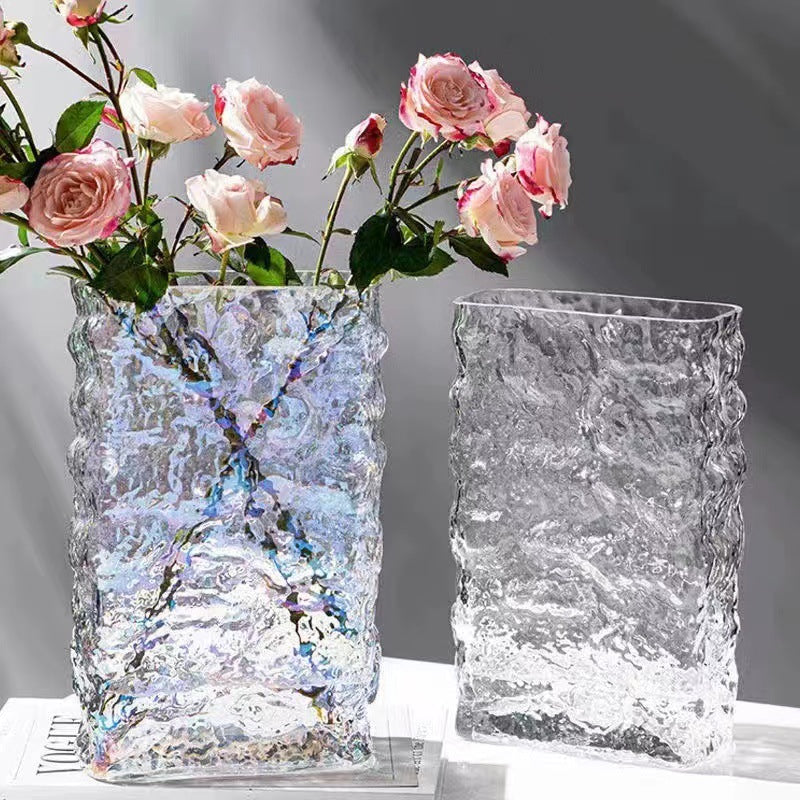 European Style Crystal Glass Rousseau Vase Glacier Series