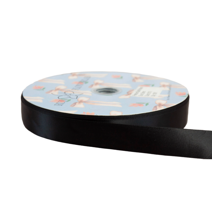 Premium Double Sided Satin Ribbon Black 8110  (25mm x 91.5m)