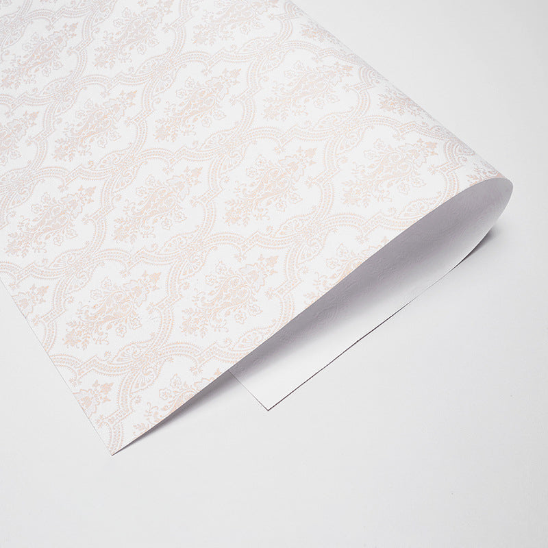 European Classic Pattern Flower Wrap White Kraft Paper 110gsm Pack 50 (70x50cm)