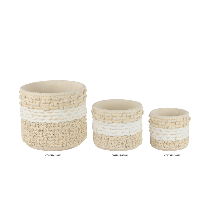 Woven Fabric Texture Series 9783ABC-10961 Ceramic Pots Planters Handmade Waterproof