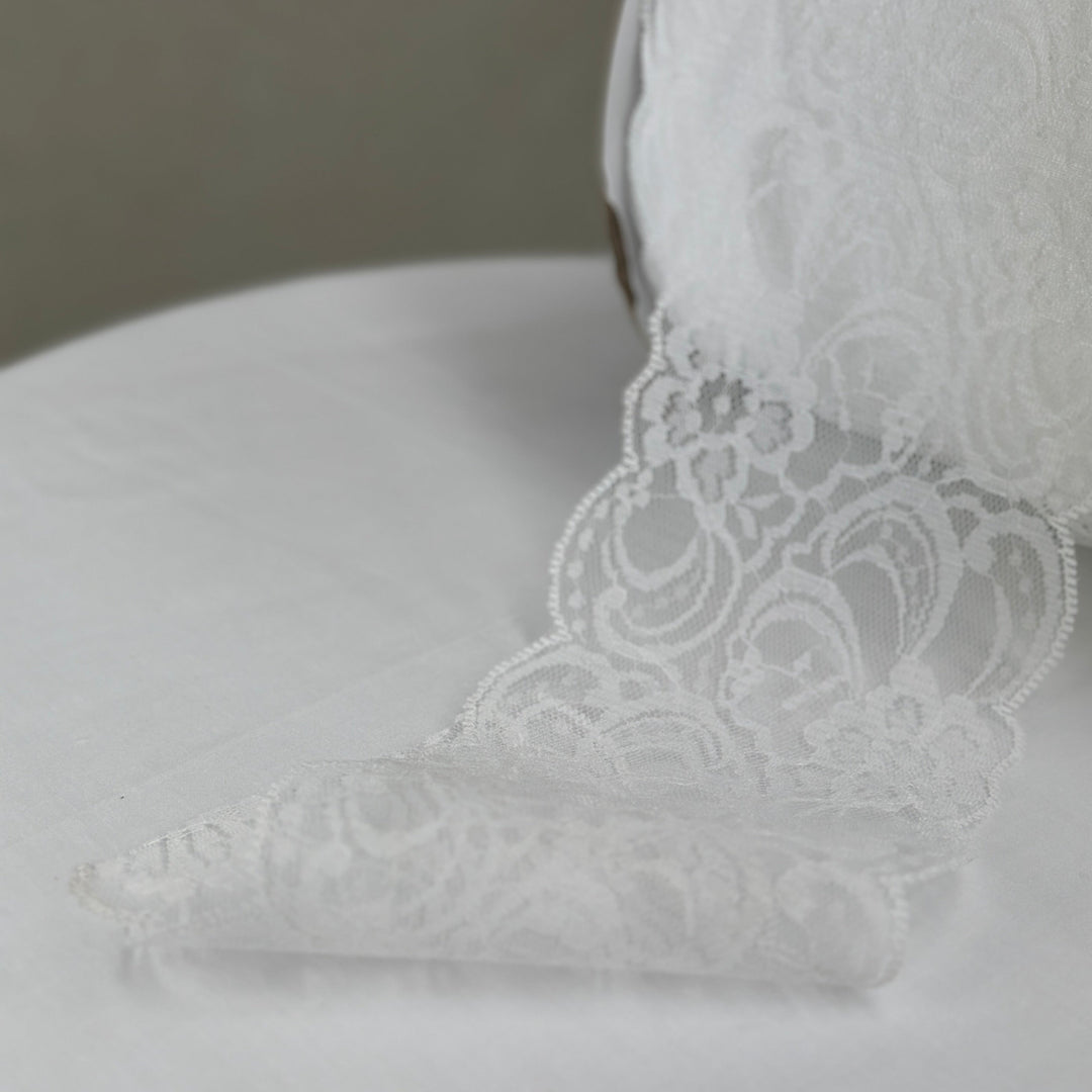 Lace Ribbon White 10cm x 10m