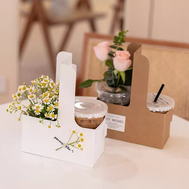 Coffee & Flowers Carry Box Pack 10 (22.5*17.5*9cm)