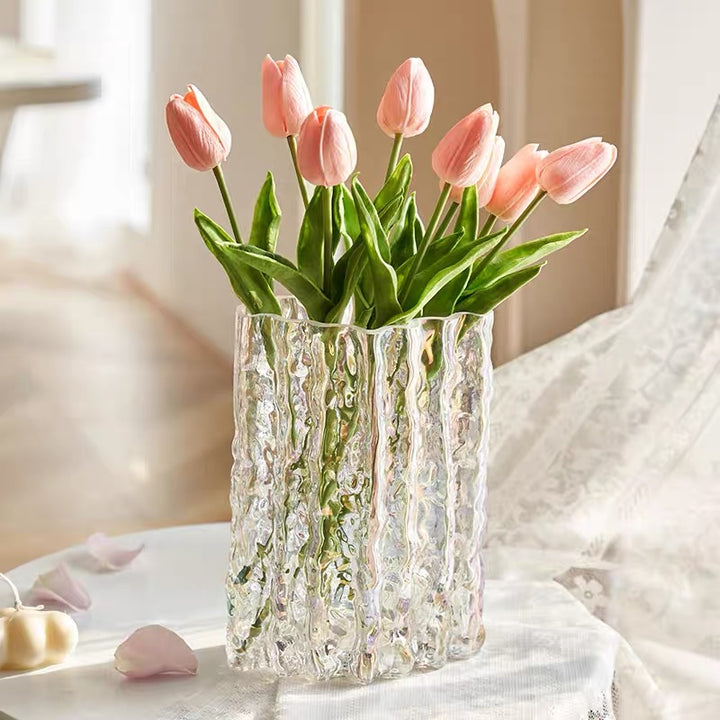 European Style Crystal Glass Rousseau Vase Glacier Series  Diamond Shape Flower Vase