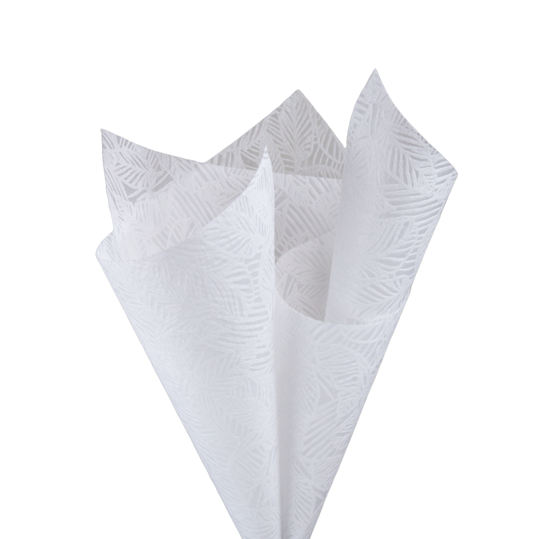 Embossed Non-woven Flower Wrapping Leaves White 80gsm Pack 50 (50x70cm)