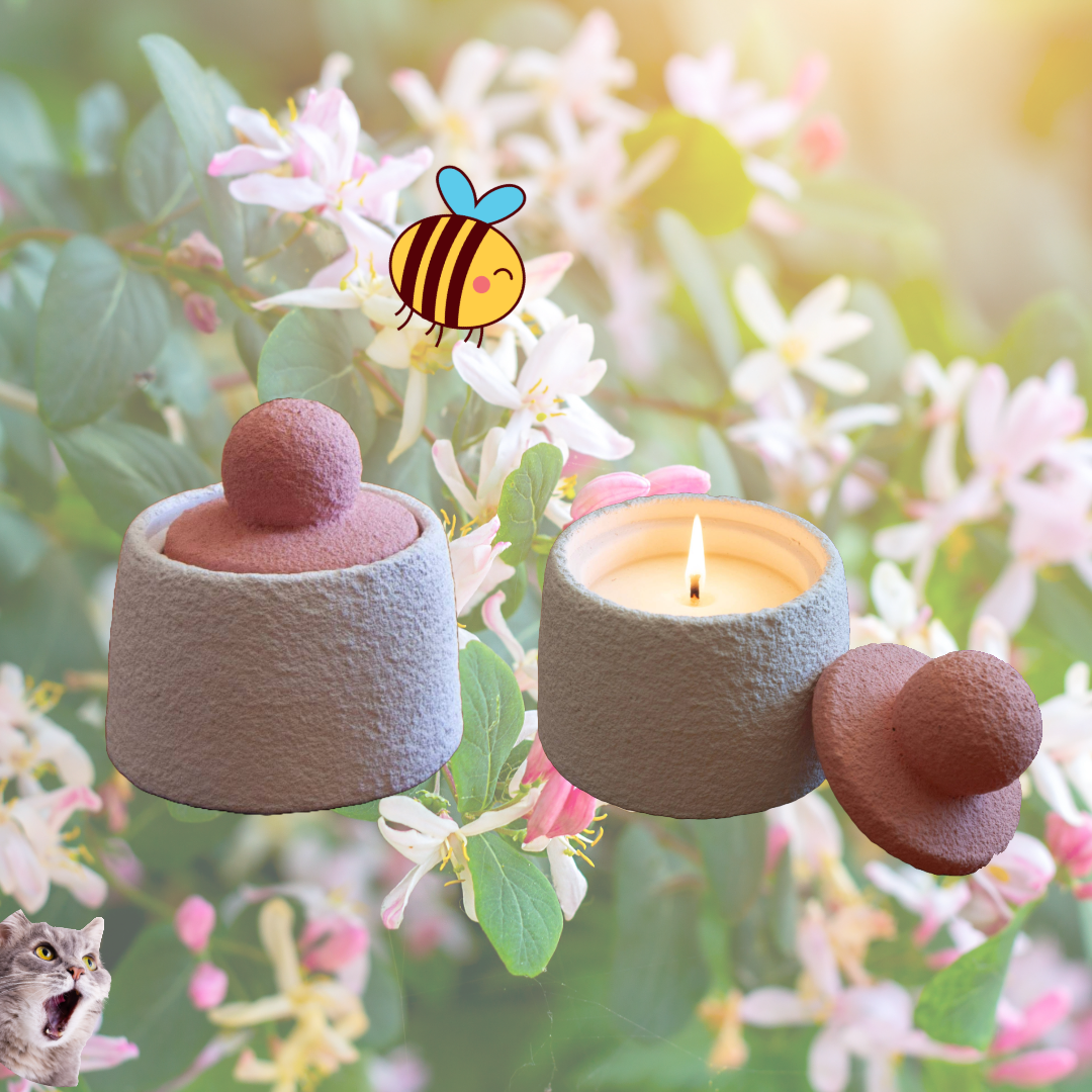 Japanese Honeysuckle Scented 100% Soy Wax Candle in a Ceramic Candle Jar