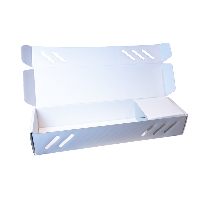 Die-cut Carry Box Fresh Flowers Bouquet Box Rose Box White 300gsm (60cm x 16cm x10cmH) Pack 25