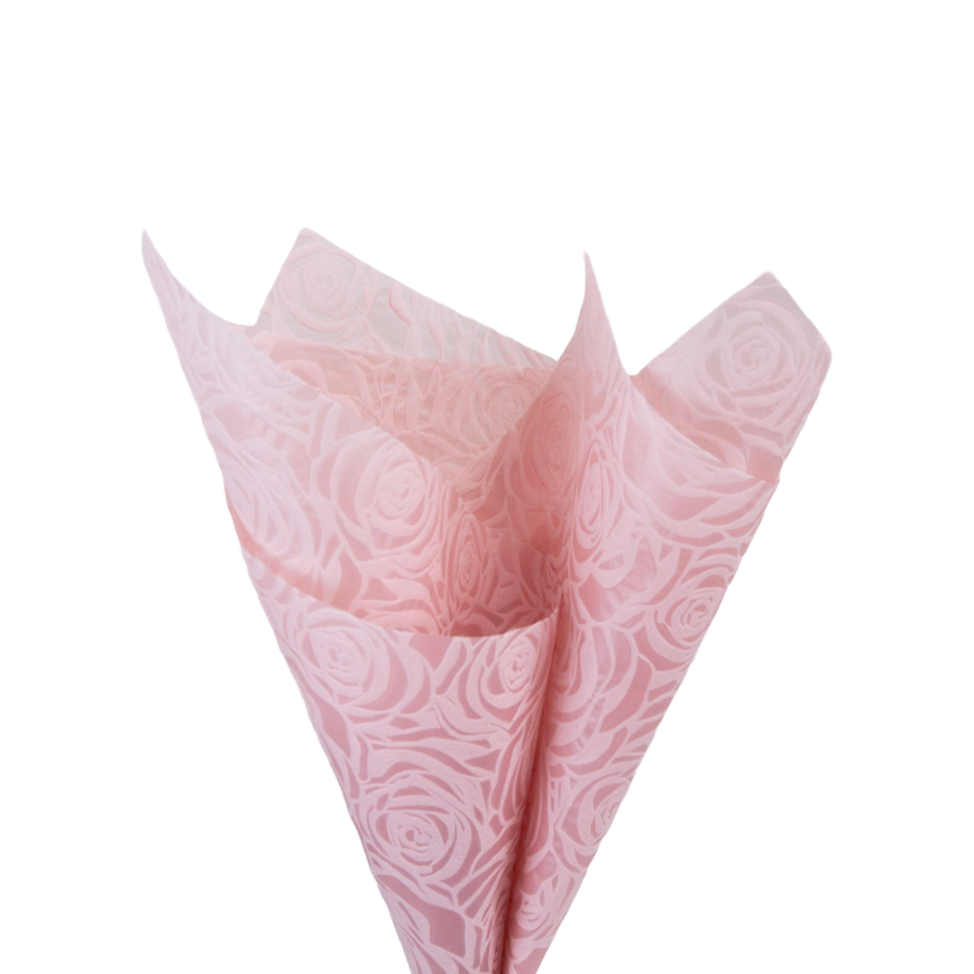 Embossed Non-woven flower wrap dusty rose