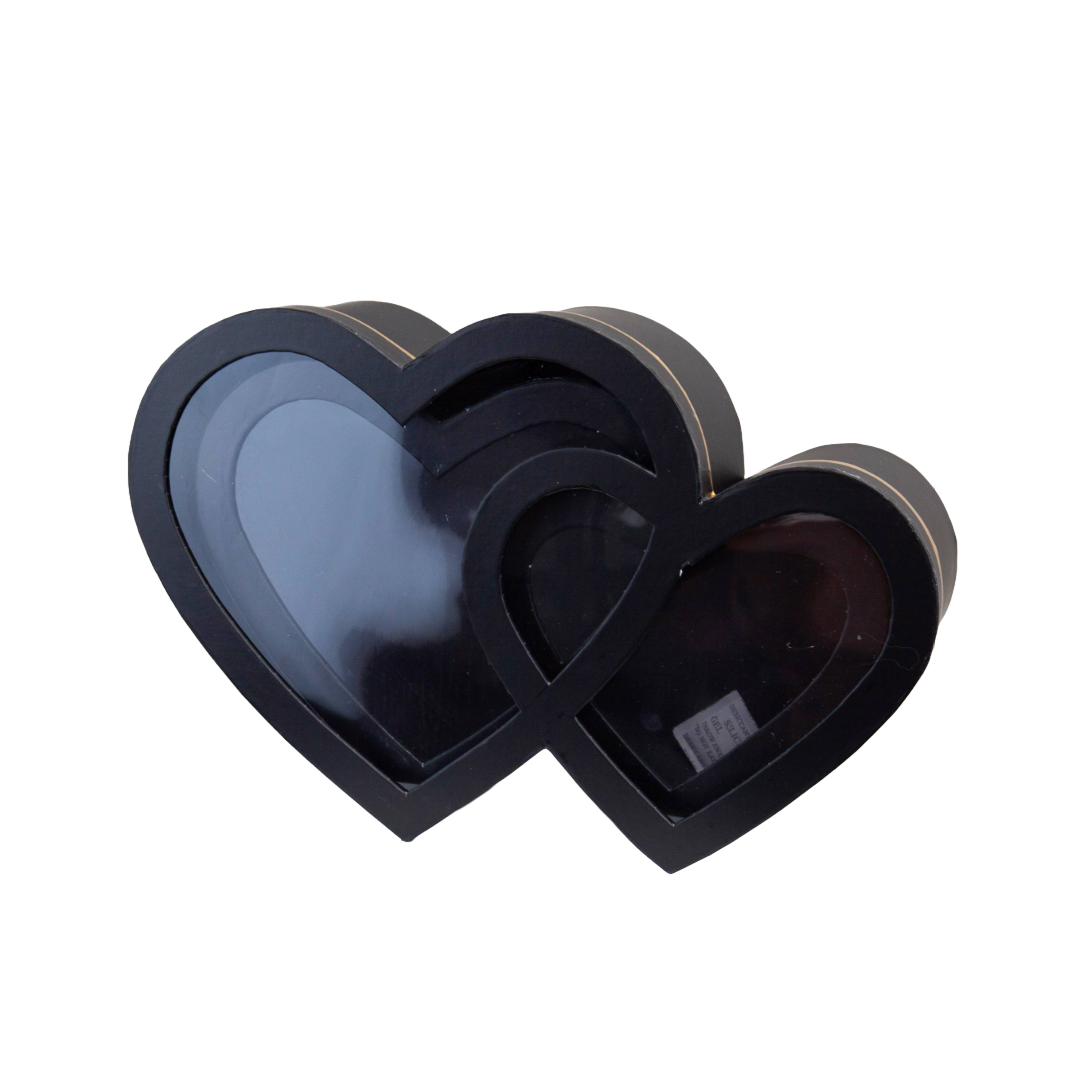 Heart Shaped Gift Box Flower Box Black Set 2