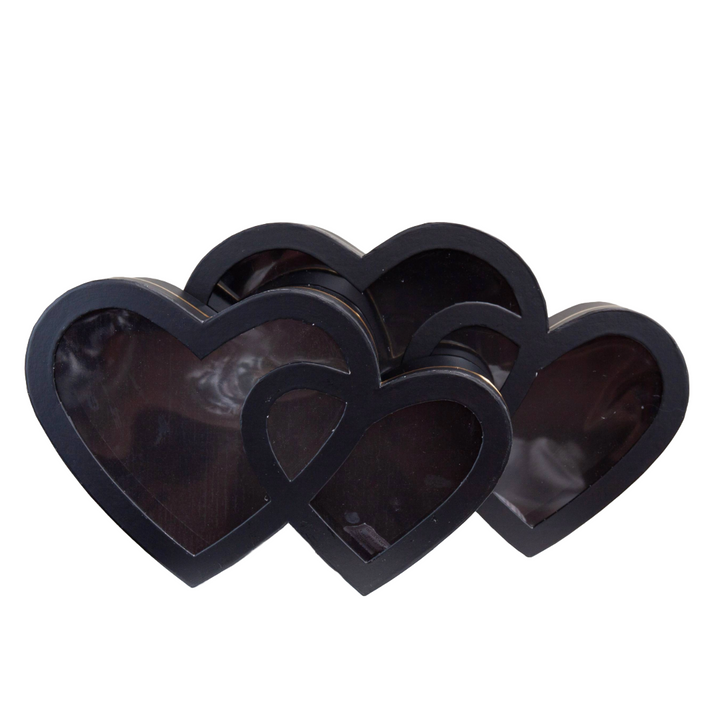 Heart Shaped Gift Box Flower Box Black Set 2