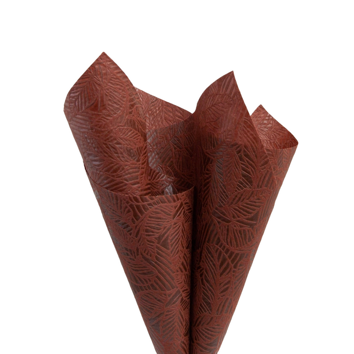 Embossed Non-woven Flower Wrapping Leaves Chocolate 80gsm Pack 50 (50x70cm)