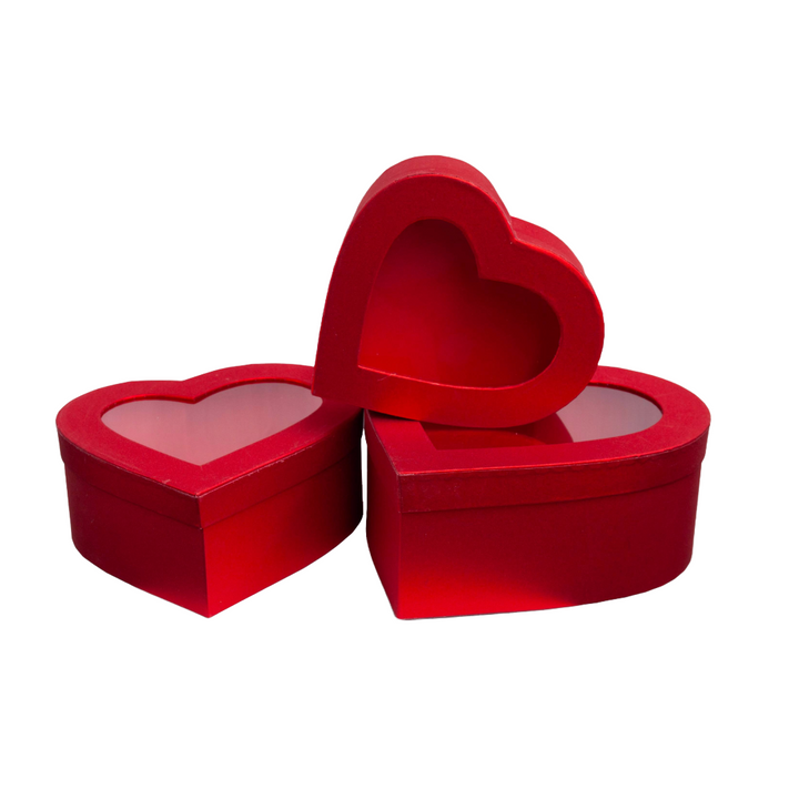 Heart Shaped Gift Box Flower Box Red Set 3