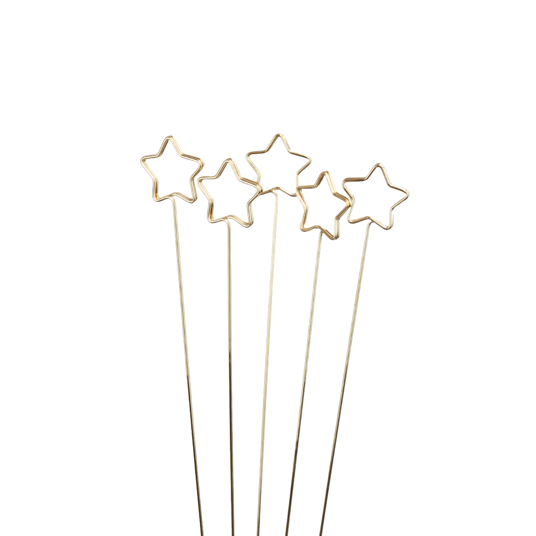 Card Holder Metal Gold Star Bouquet Cake Hamper Pack 10