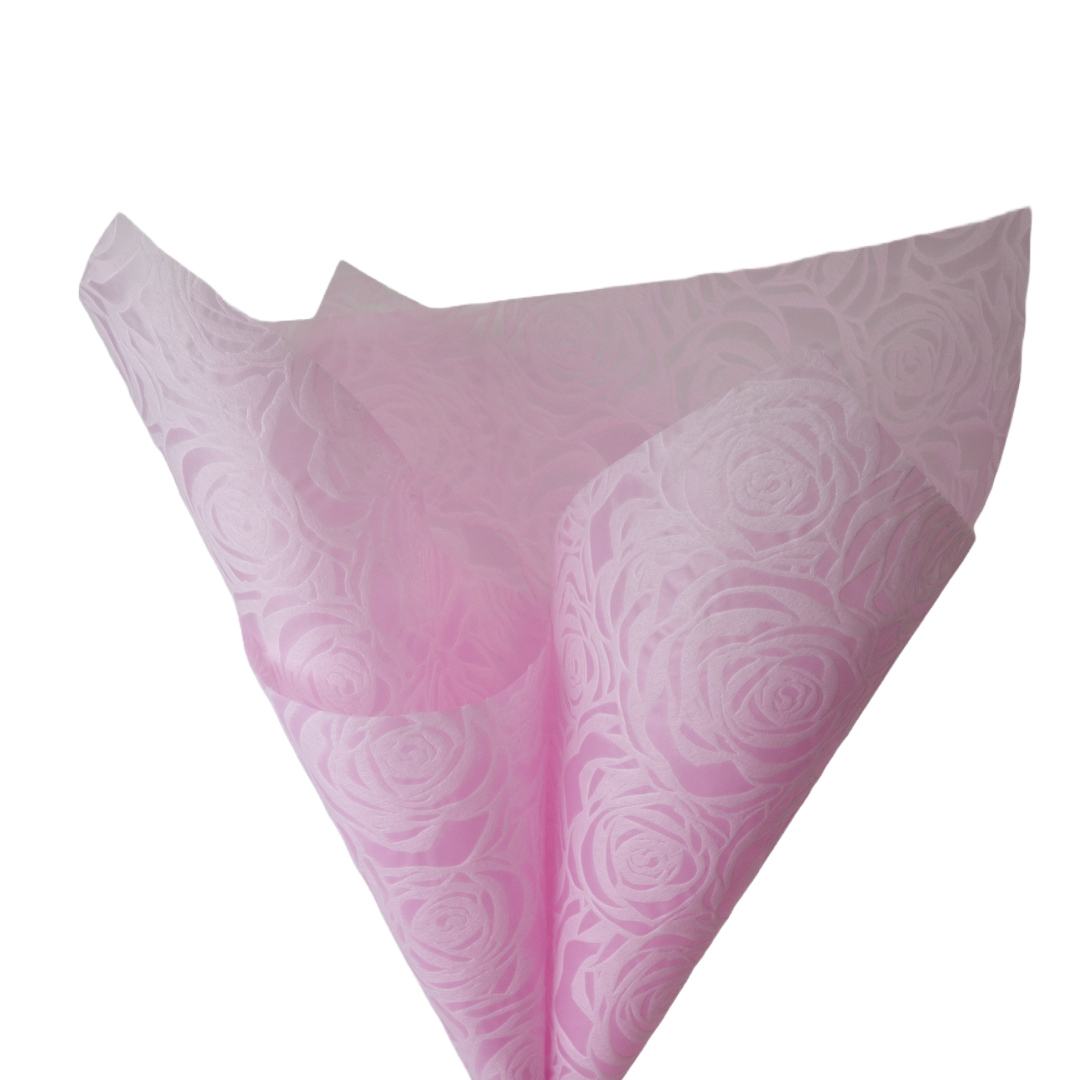 Embossed Non-woven Flower Wrapping Rose Pink 80gsm Pack 50 (50x70cm)